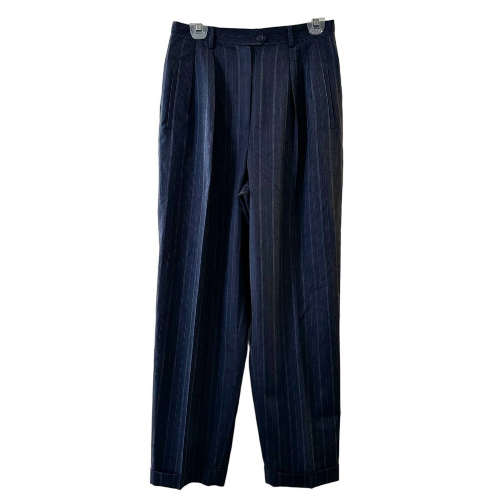 Lauren Ralph Lauren Blue Pinstriped Wool Pants Size 10